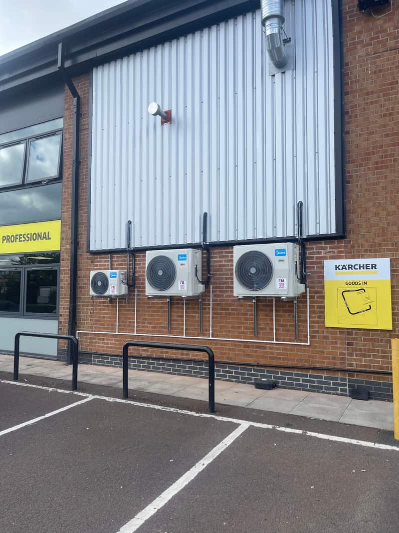 Commercial air conditioning outdoor units on a trade counter in Newcastle upon Tyne