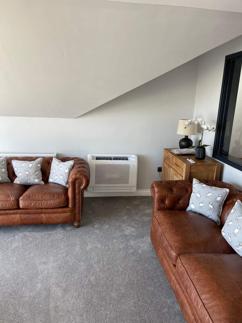 Floor-mounted air conditioning console in a lounge in Newcastle upon Tyne